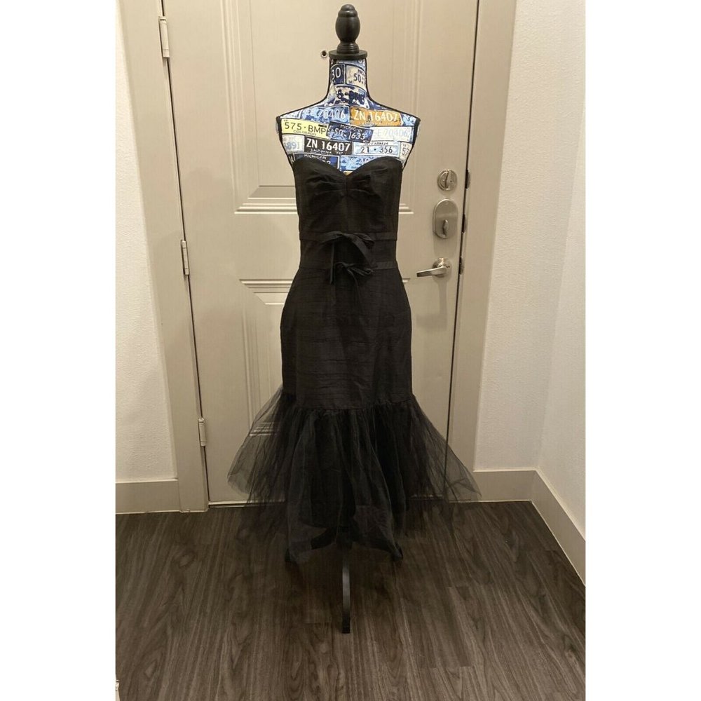 Vintage Abs by Allen Schwartz Black Tulle Strapless Dress Size 10